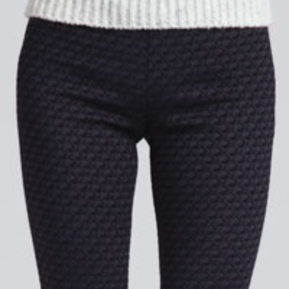 Erica Taylor Pants Skinny Jacquard Navy Black Stretch SZ MEDIUM - Picture 2 of 16
